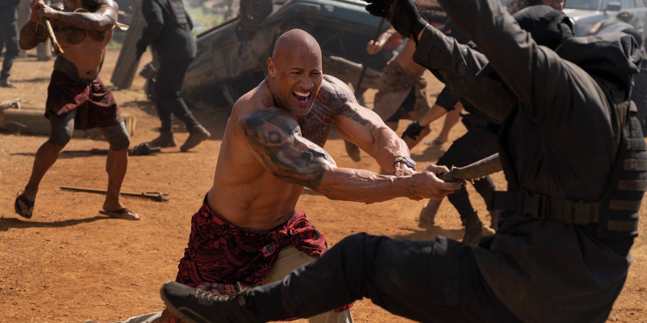 Dwayne Johnson fights Brixton's men in Fast and Furious Presents Hobbs and Shaw