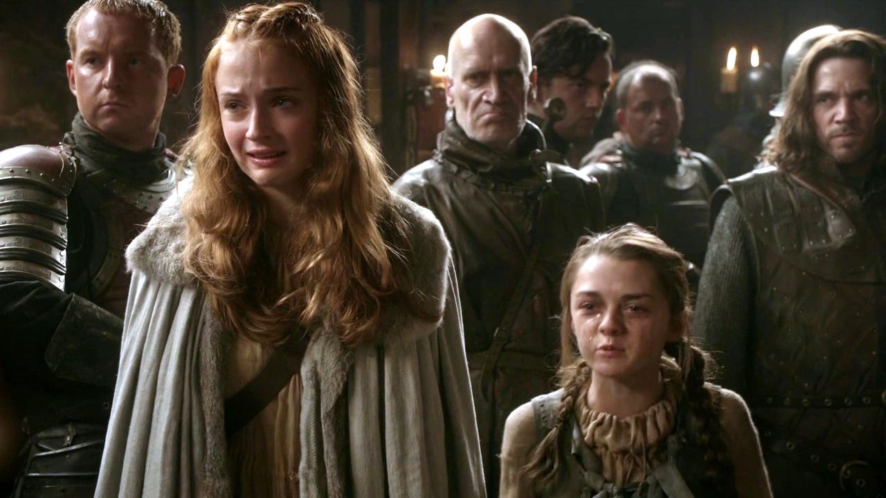 Game of Thrones Sansa and Arya Stark Season One Joffrey Wolf