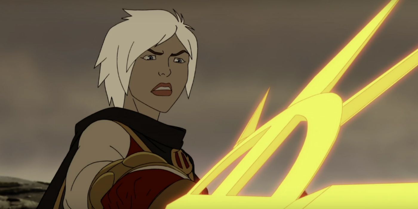 Phyla Vell holds out her sword