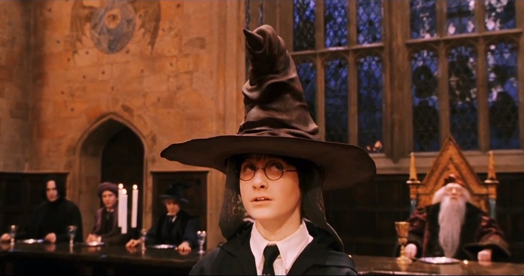 Sorting Hat choosing Hogwarts House for Harry Potter