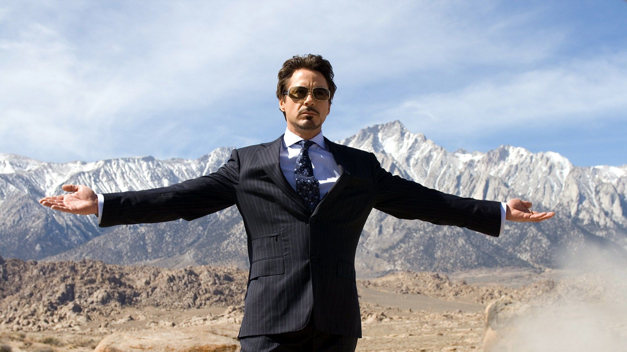 Tony Stark shows off during missile demonstration in Iron Man