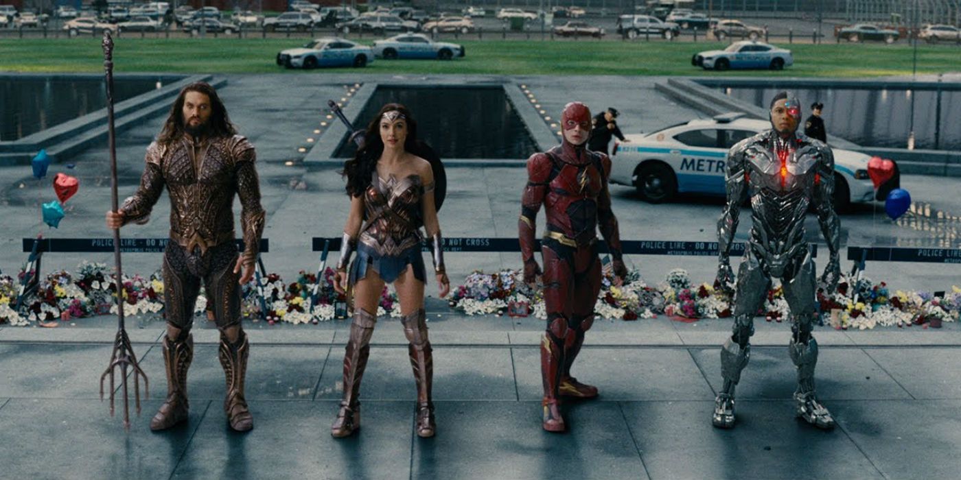 Justice League Team staring at Superman