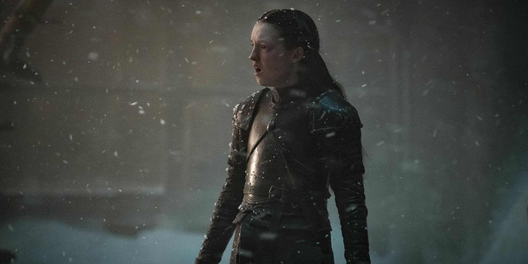 Lyanna Mormont standing in the middle of The Long Night