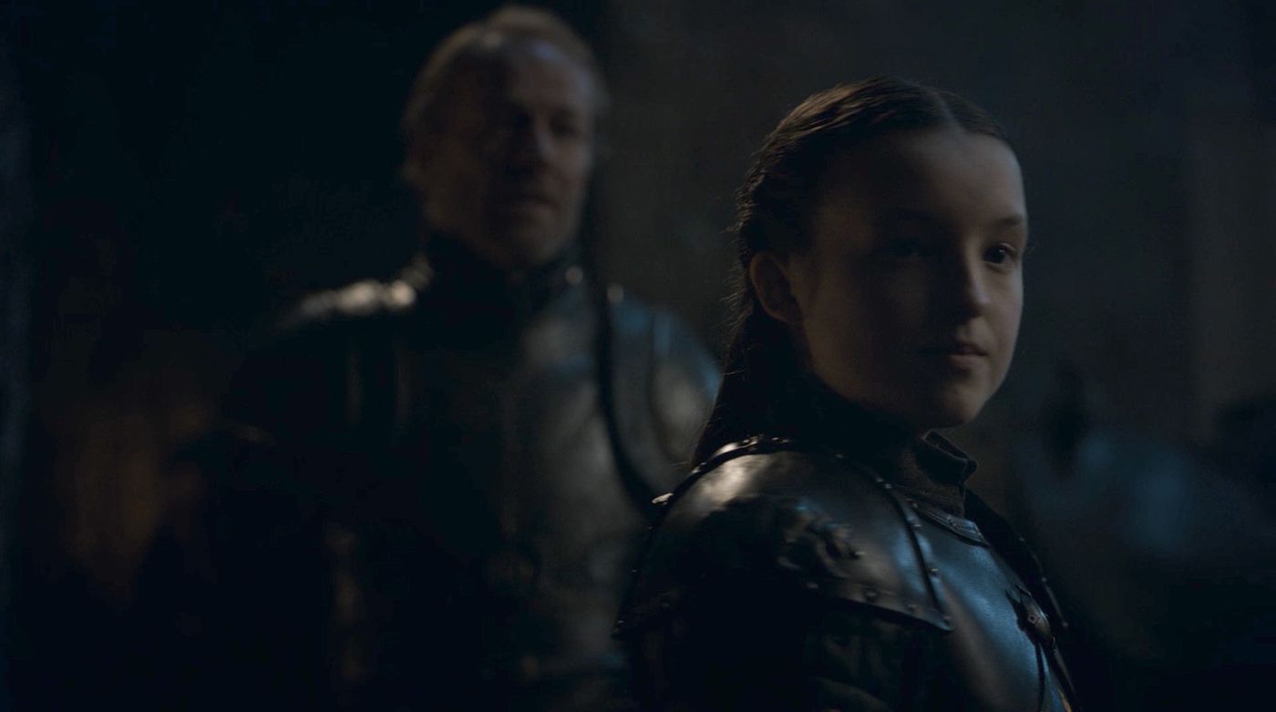 Lyanna Mormont and Jorah Mormont in Game Of Thrones