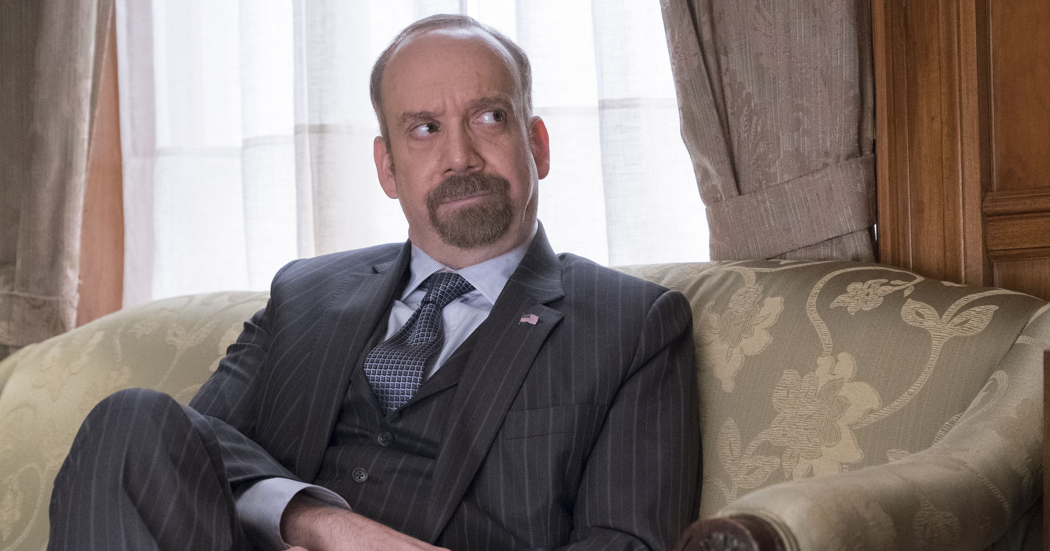 Chuck Rhoades agrees on a truce with Bobby Axelrod at his home in Billions