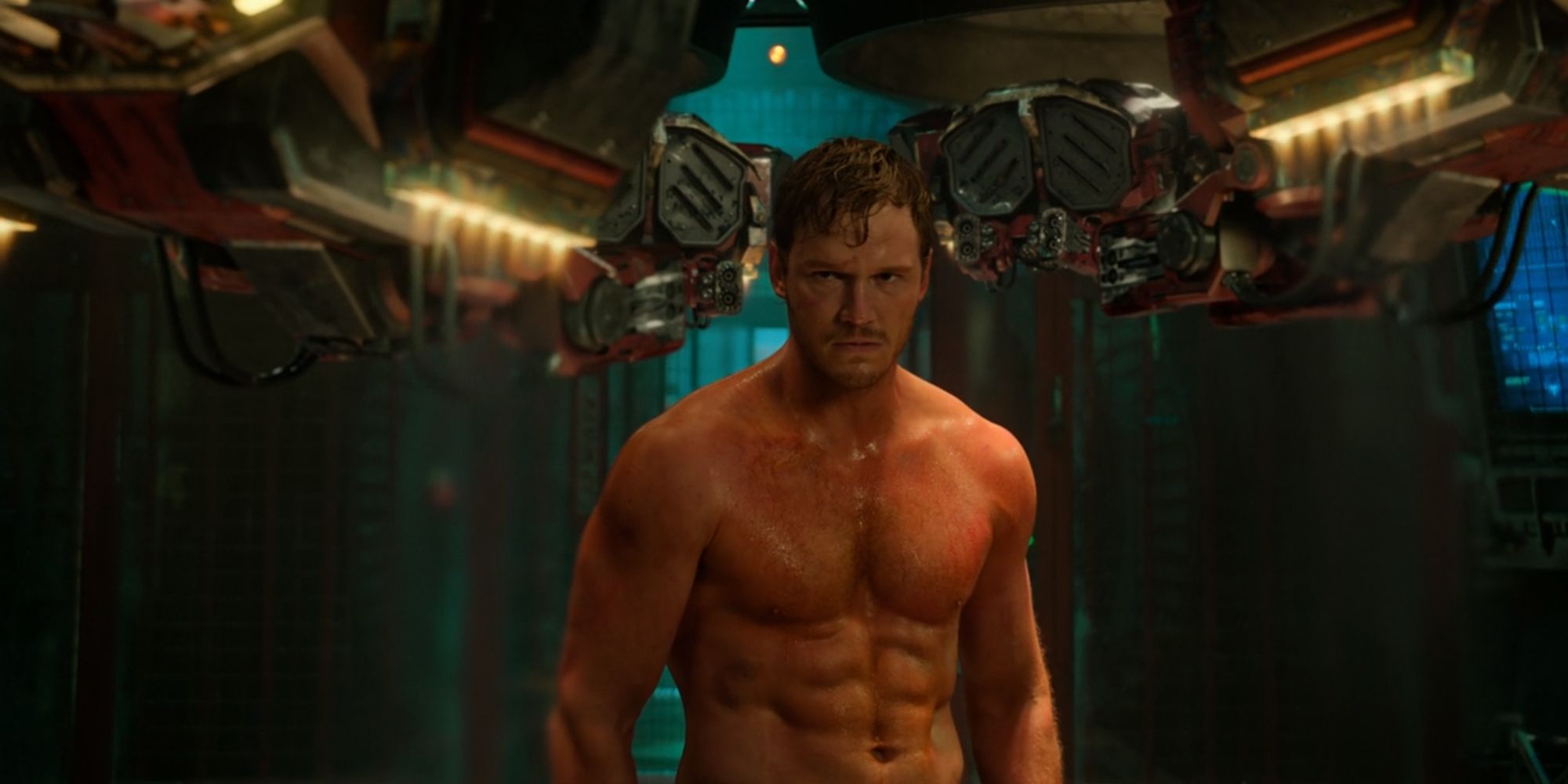 Peter Quill AKA Star-Lord surrounded by security drones in Guardians Of The Galaxy