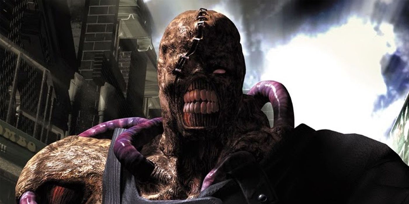 A close-up of Nemesis in Resident Evil Nemesis.