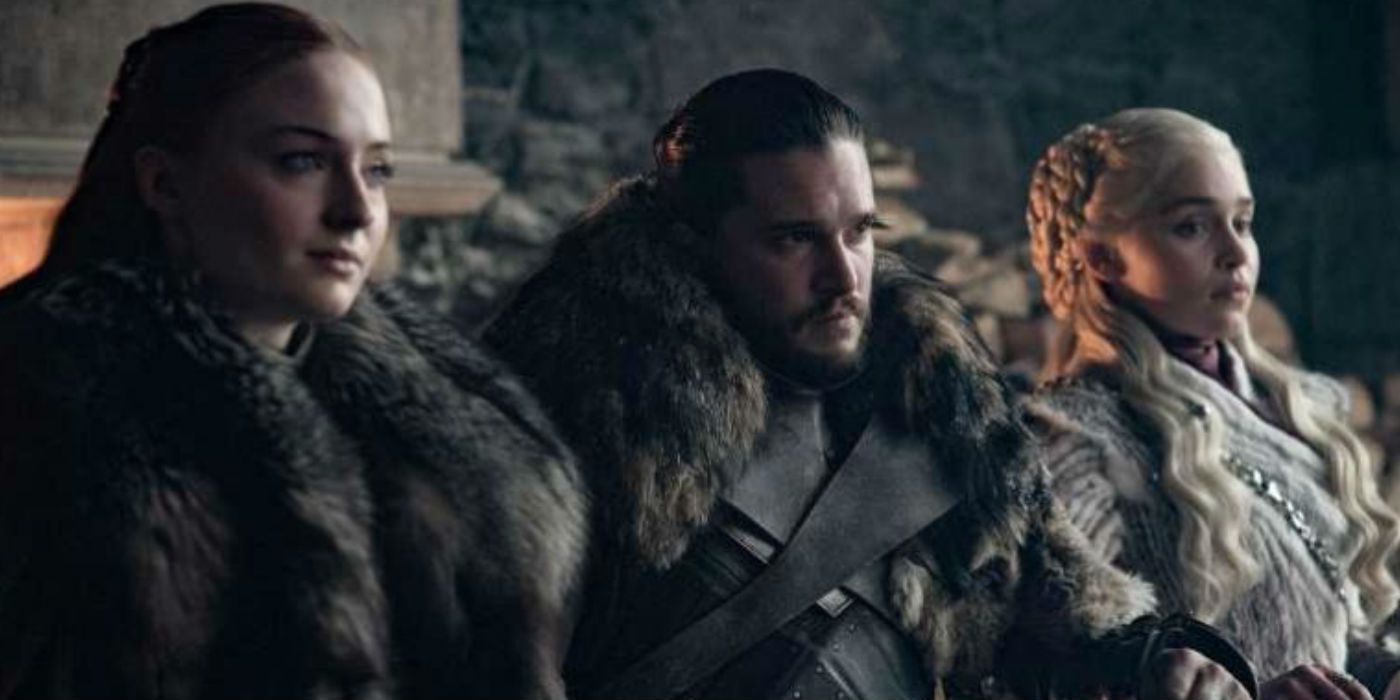 Sansa Stark, Jon Snow and Daenerys Targaryen in Game of Thrones