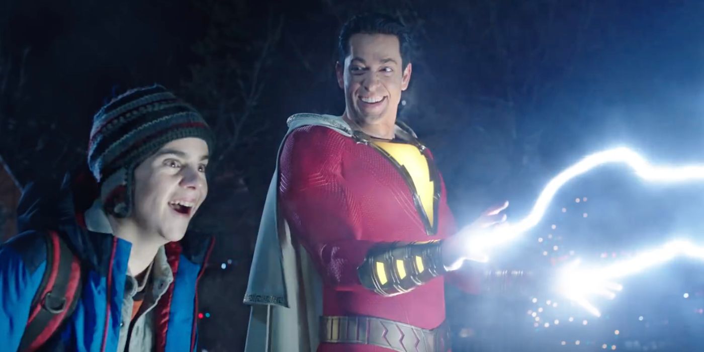 Freddy watches Shazam use his powers for fun in Shazam!