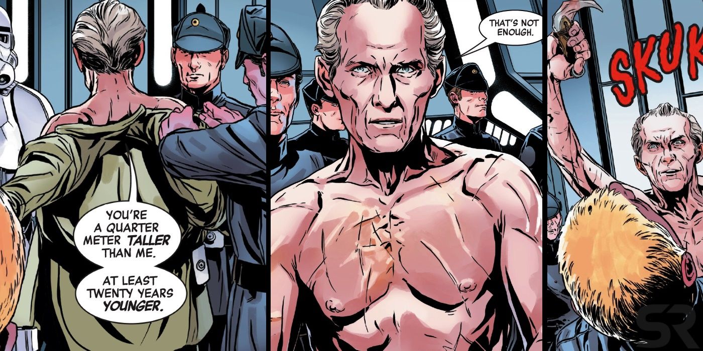 Shirtless Tarkin Kills Soldier in Comic
