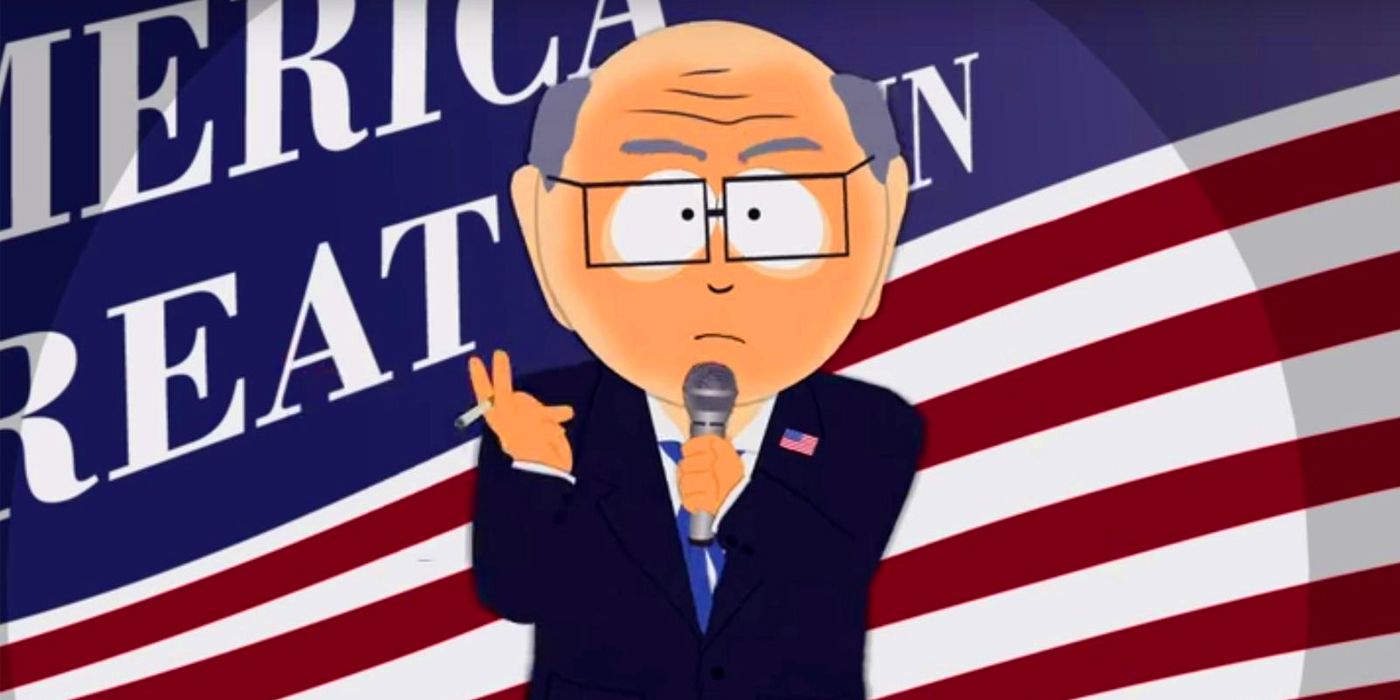South Park's Mr. Garrison dressed as Donald Trump in a season 20 episode.