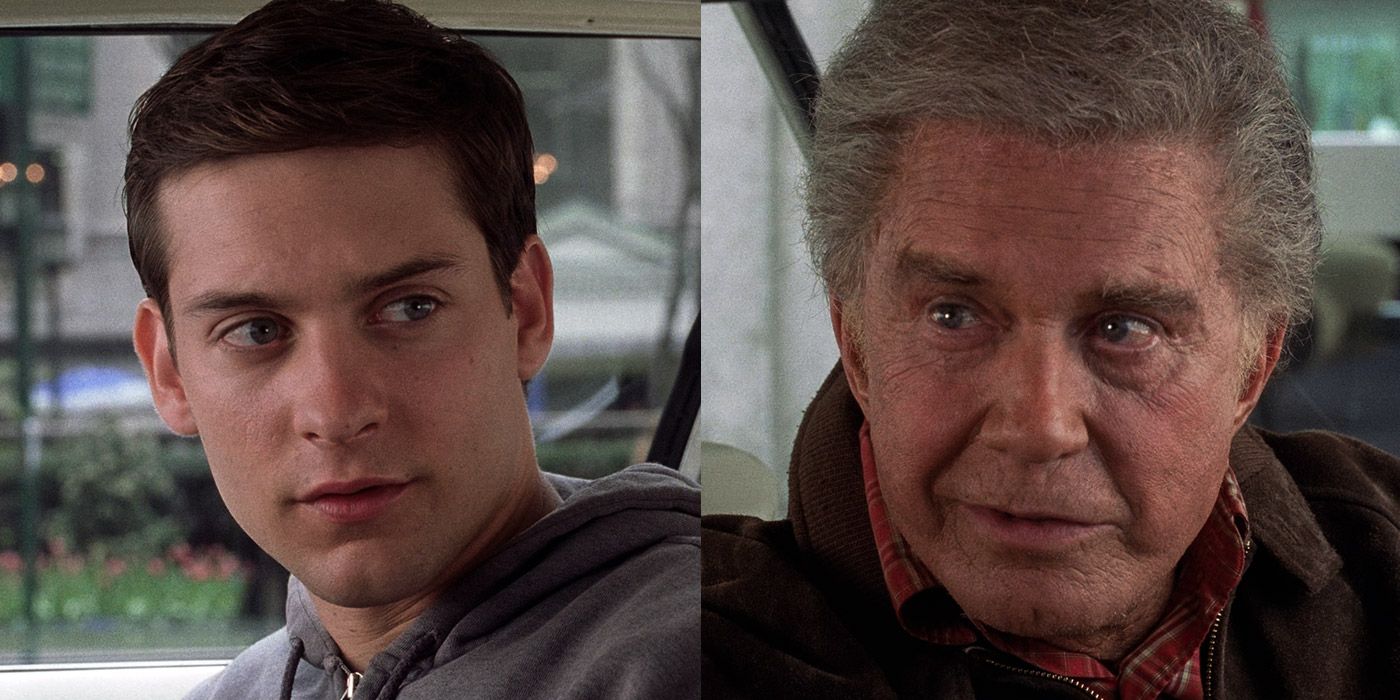 Peter (Tobey Maguire) and Uncle Ben talking in Spider-Man
