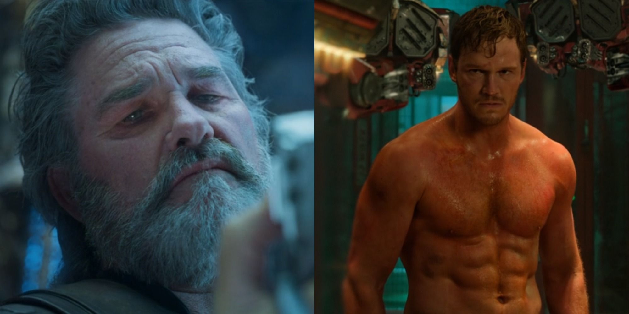 Split image of Star-Lord and Ego The Living Planet in Guardians Of The Galaxy movies