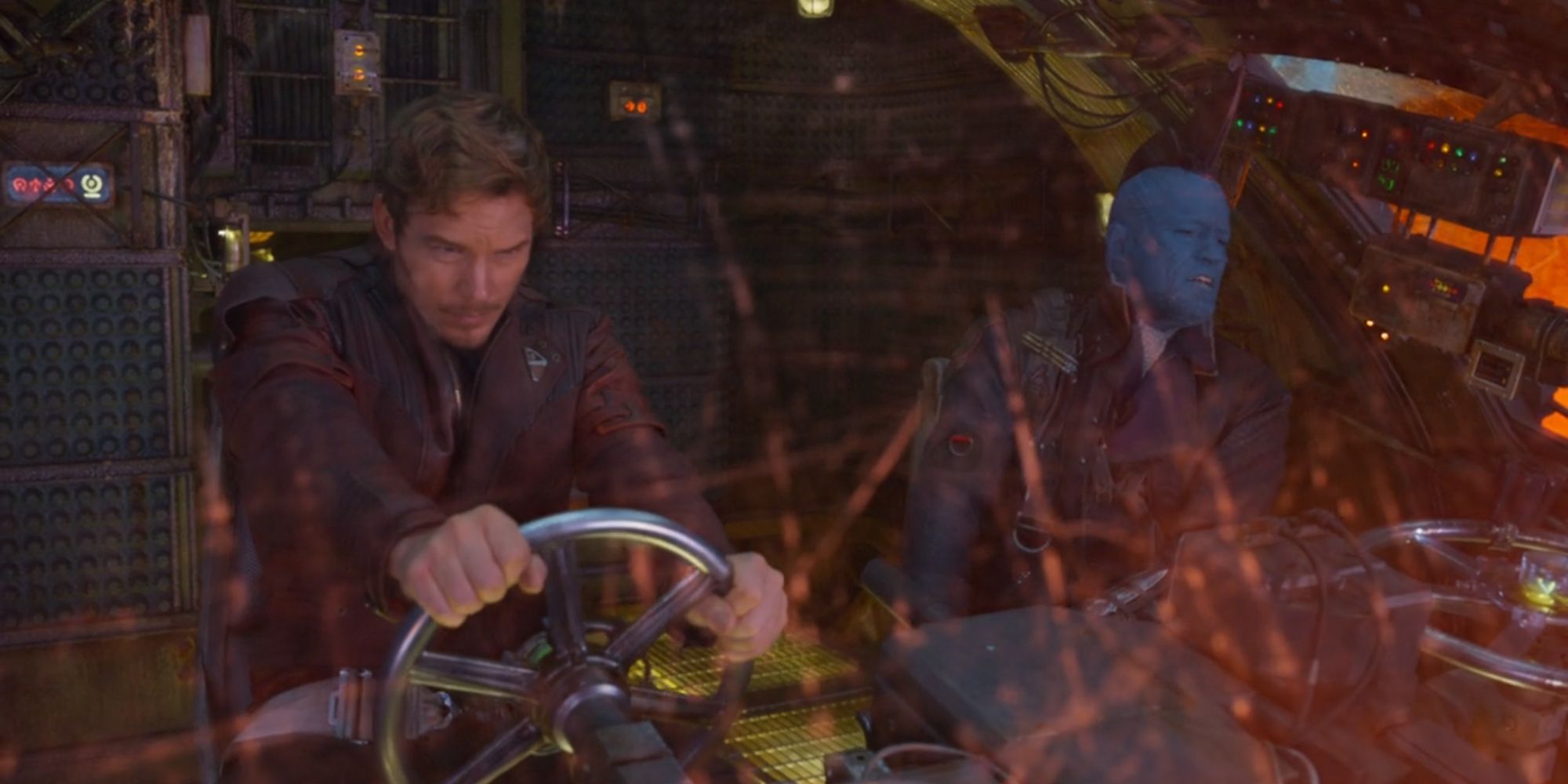 Star-Lord and Yondu Udonta piloting a Ravager ship in Guardians Of The Galaxy Vol. 2