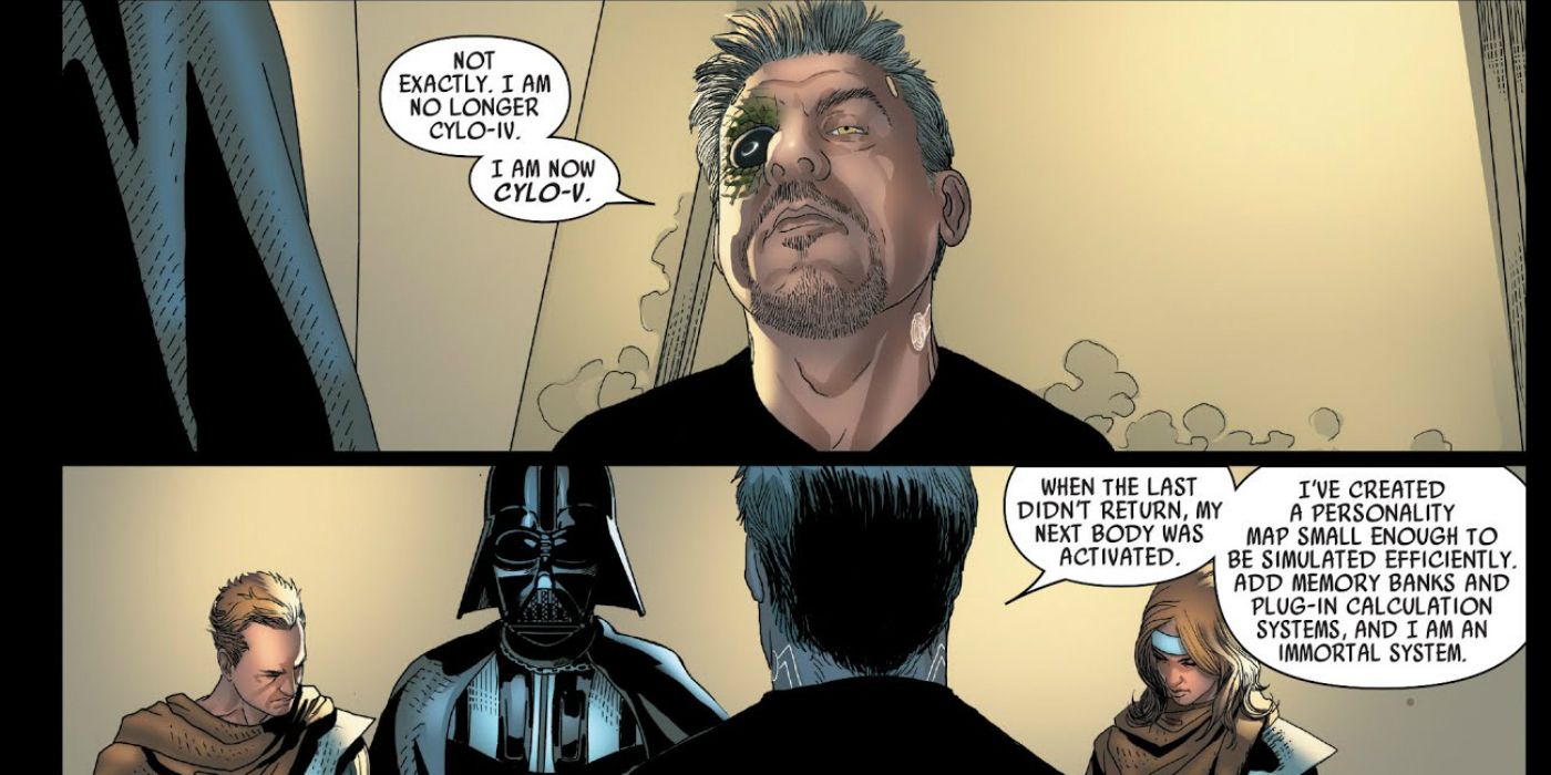 Clyo V talks to Darth Vader in Marvel Comics.