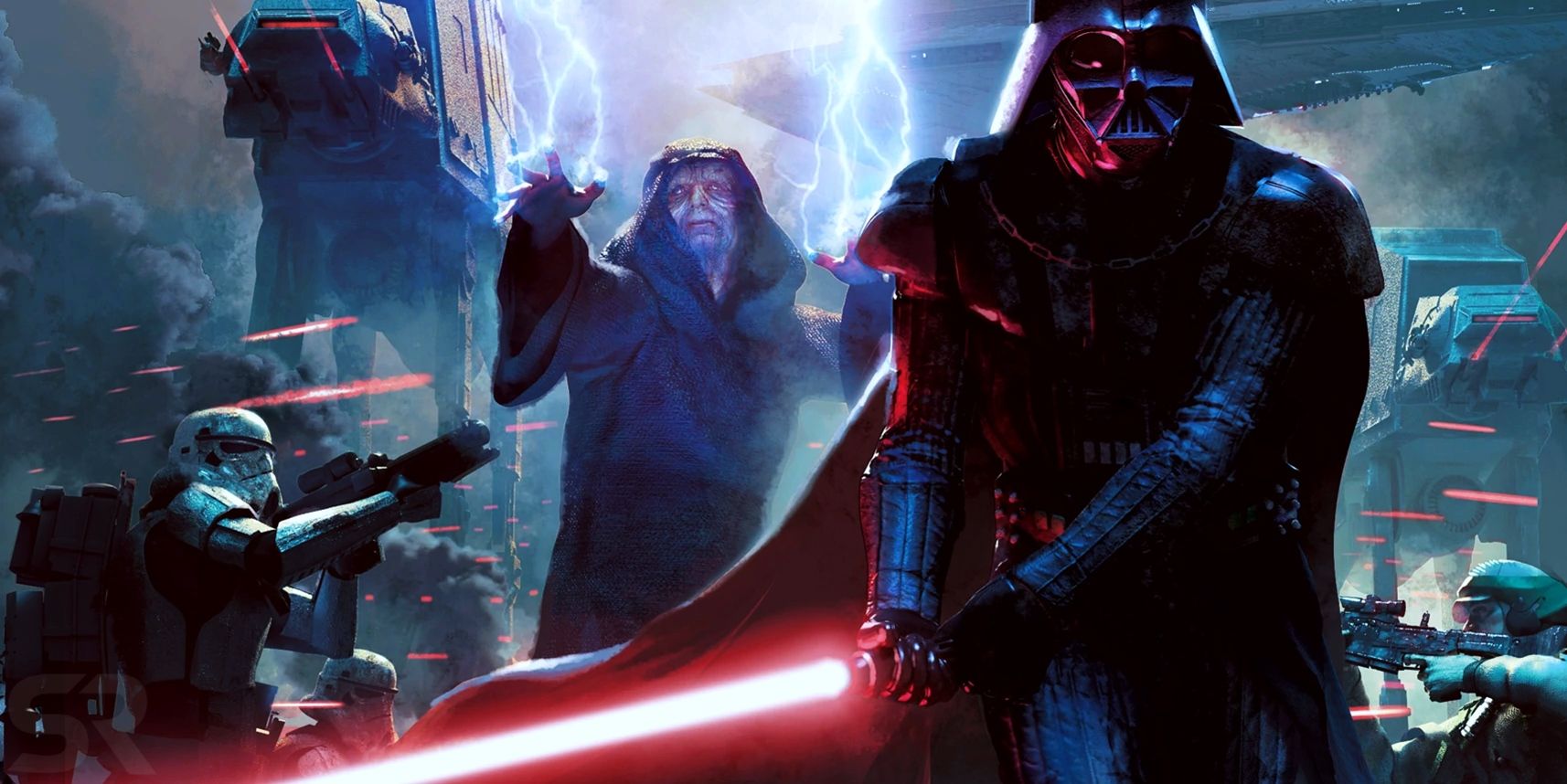 Star Wars Emperor and Darth Vader in Battle