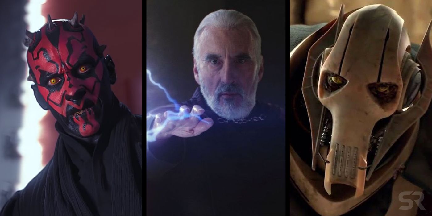 Star Wars Prequel Trilogy Villains Darth Maul Count Dooku and General Grievous