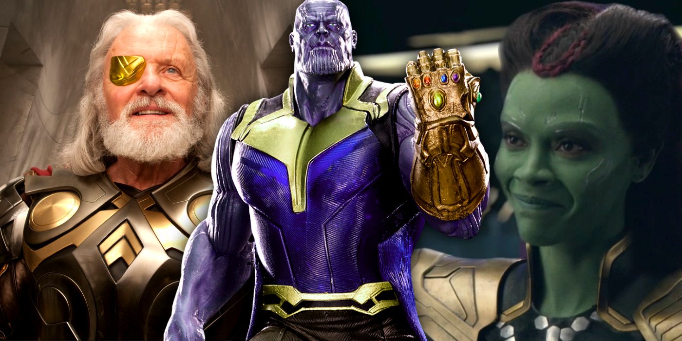 Thanos with Gamora and Odin