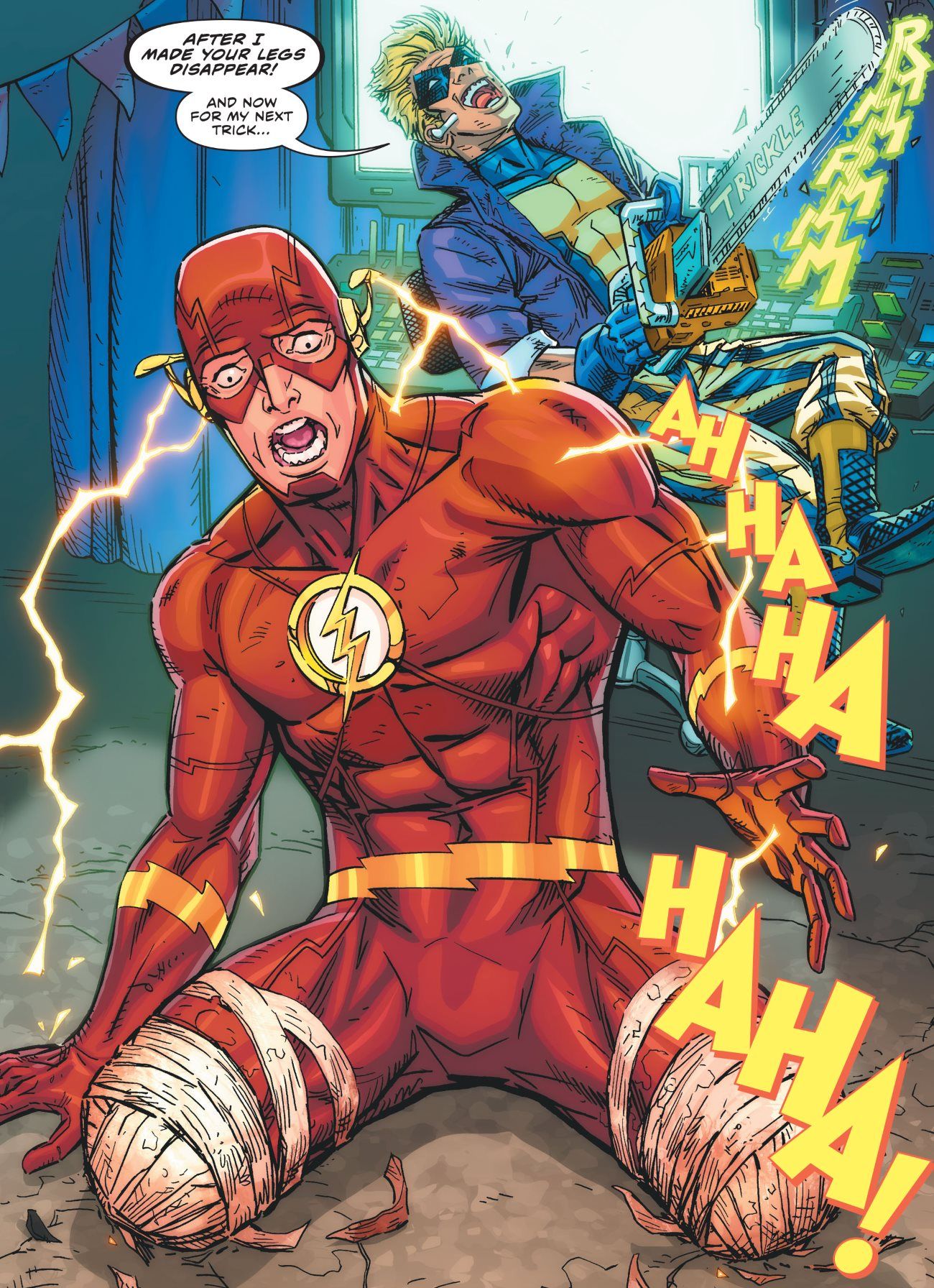 The Flash With Legs Cut Off in Comic