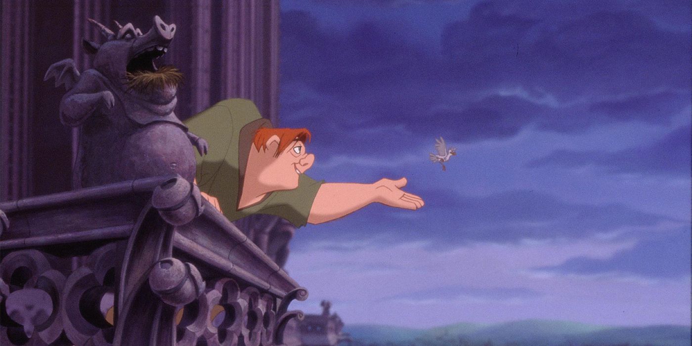 Quasimodo frees his bird in The Hunchback of Notre Dame