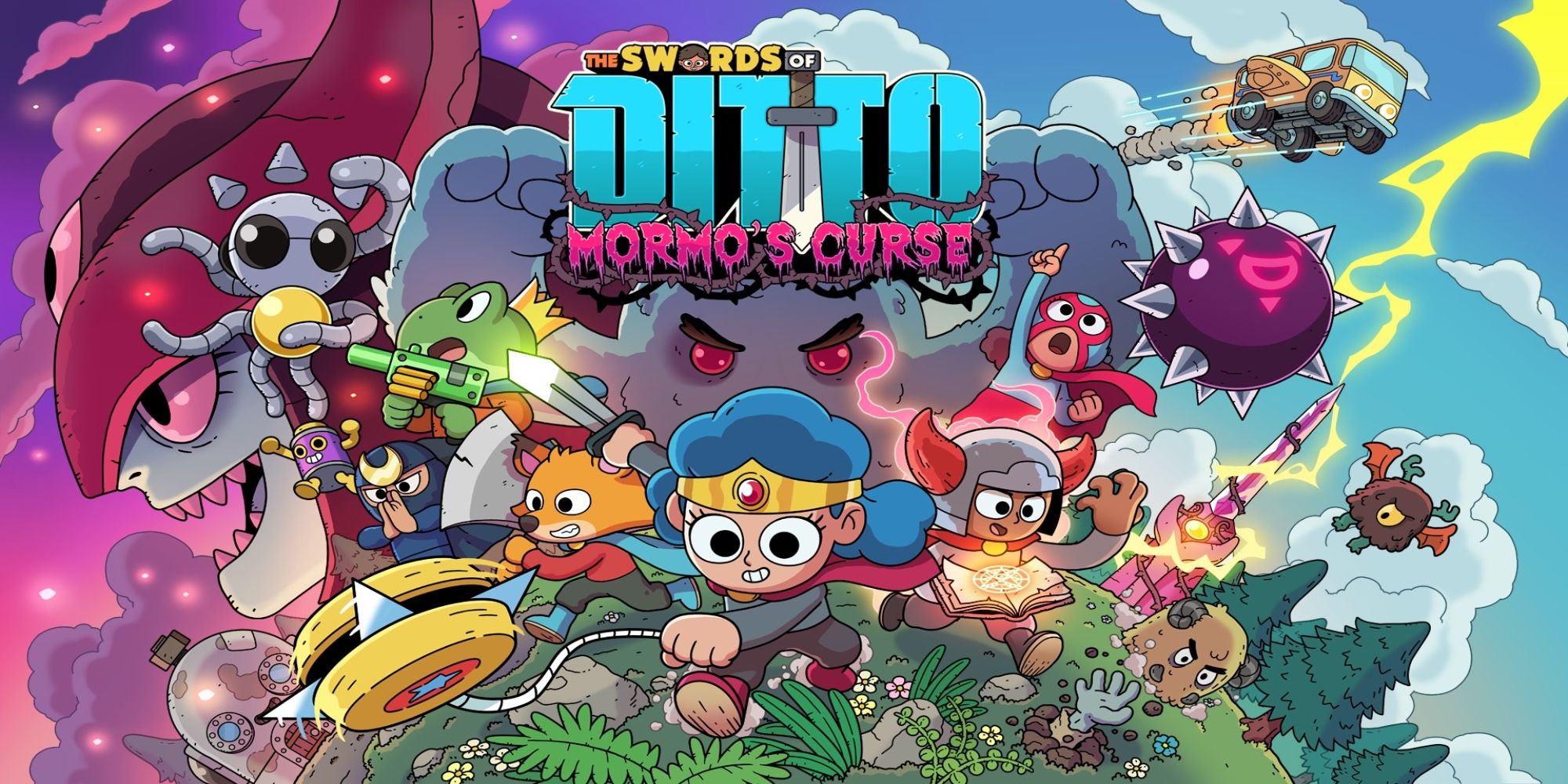 The Swords of Ditto Mormos Curse Title Art Featuring the Characters on the cover