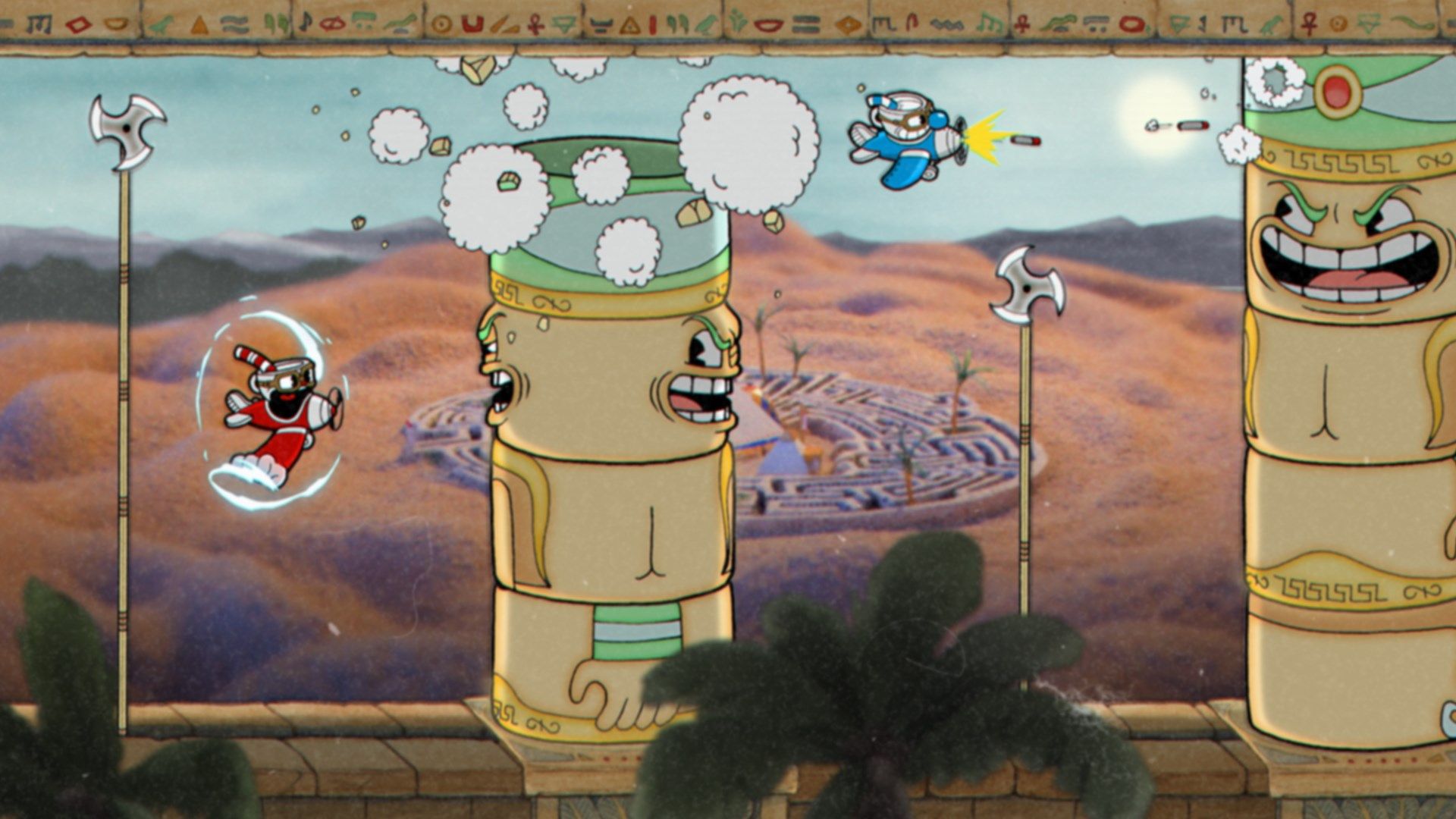 Cuphead Flying Plane in Egypt Towers Level