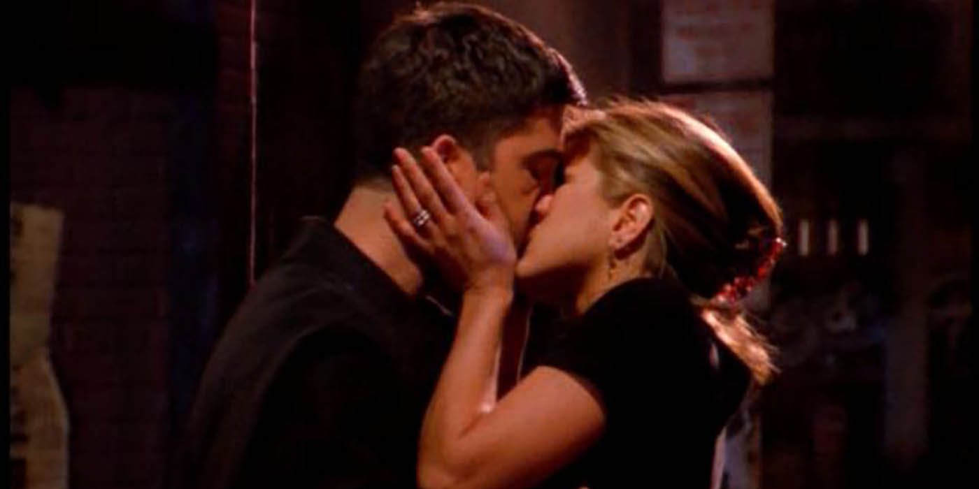 Ross and Rachel's first kiss on Friends