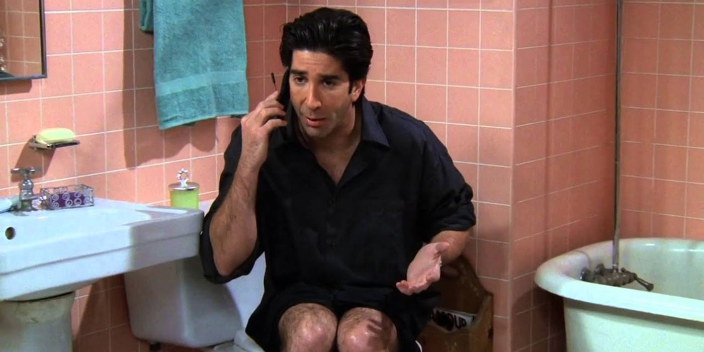 Ross Calling Joey After His Leather Pants Shrink While He's On A Date In the girl's bathroom