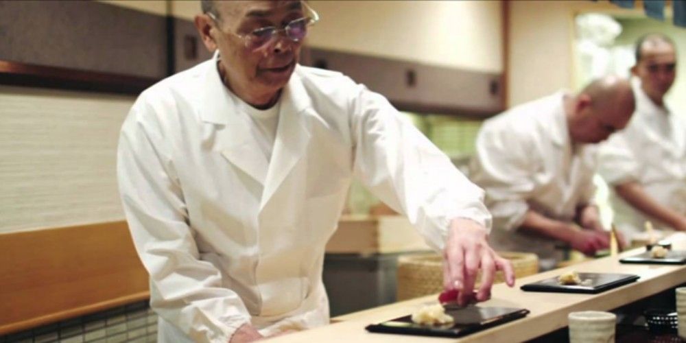 Jiro makes sushi in Jiro Dreams Of Sushi.