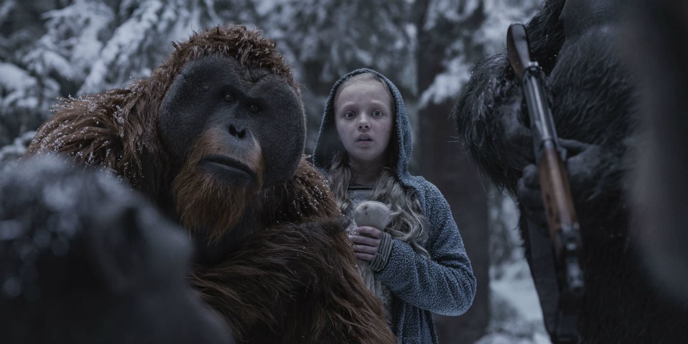 Nova with the apes in War for the Planet of the Apes.
