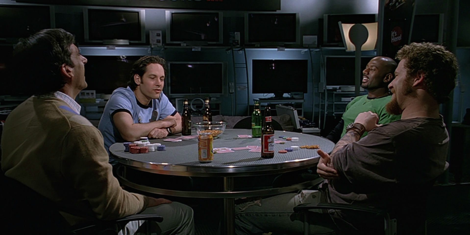 Andy, David, Cal and Jay playing poker in The 40-Year-Old Virgin