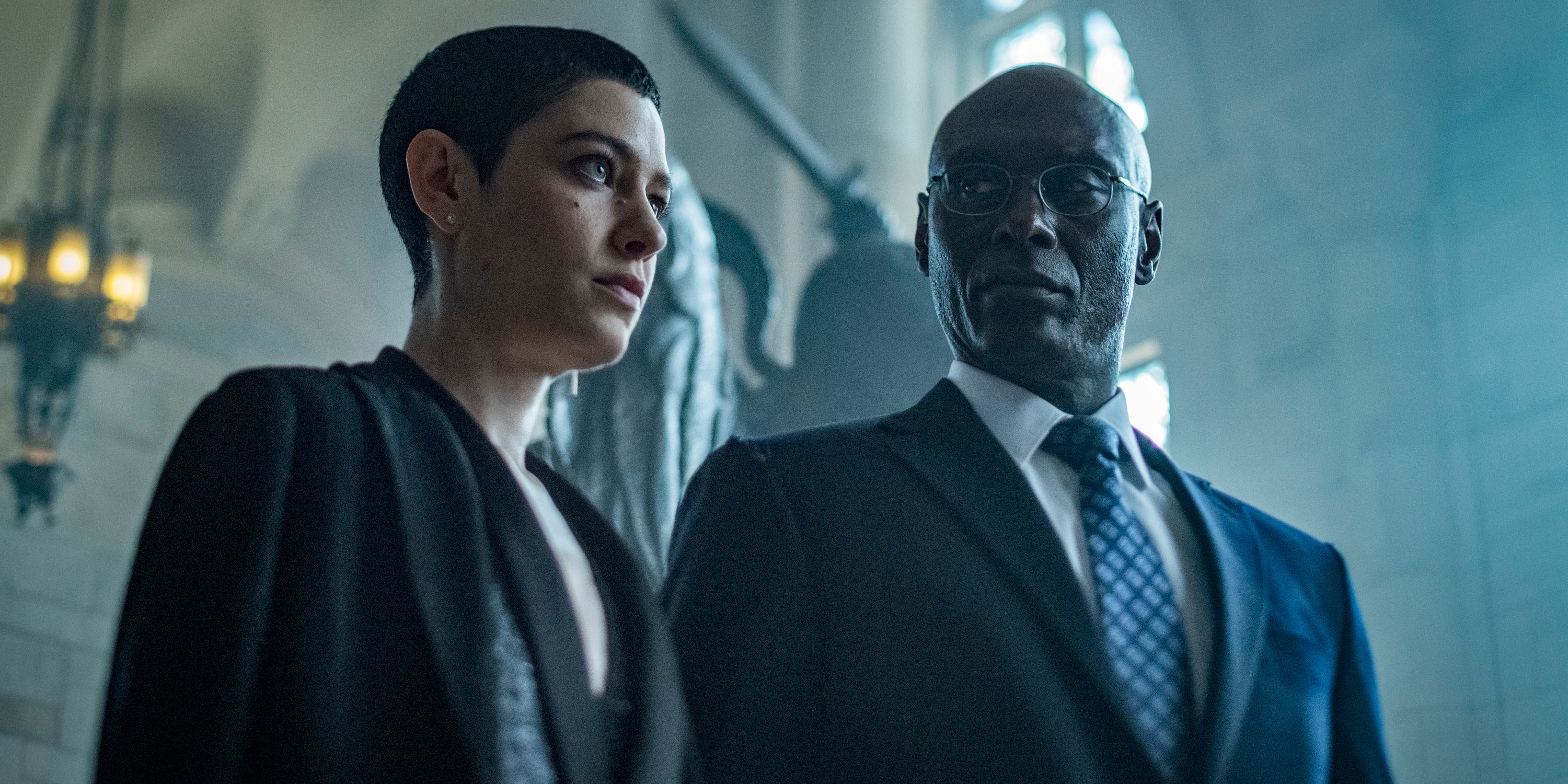 Asia Kate Dillon and Lance Reddick in John Wick 3