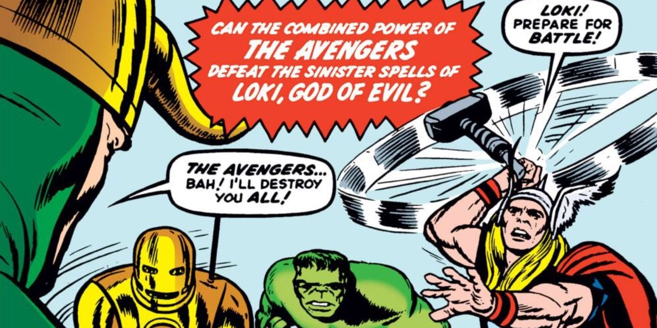 The Avengers take on Loki in Marvel Comics.
