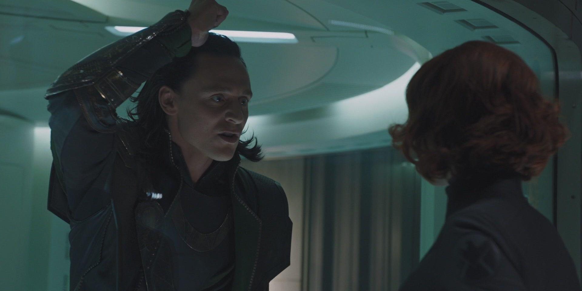 Black Widow and Loki in The Avengers