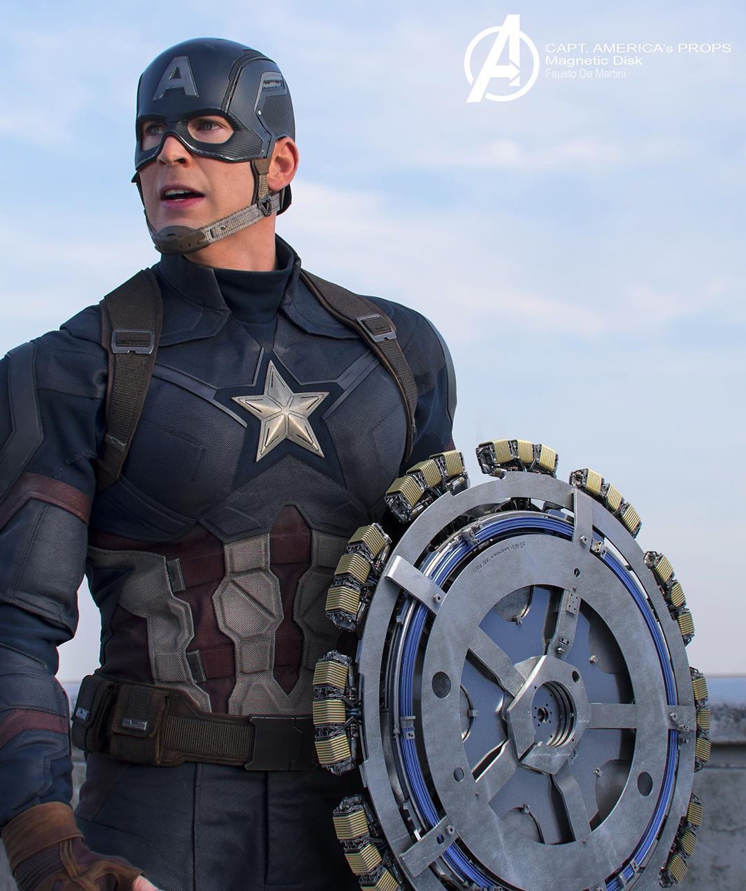 Captain America Holding Alternate Infinity War Shield by Fausto De Martini