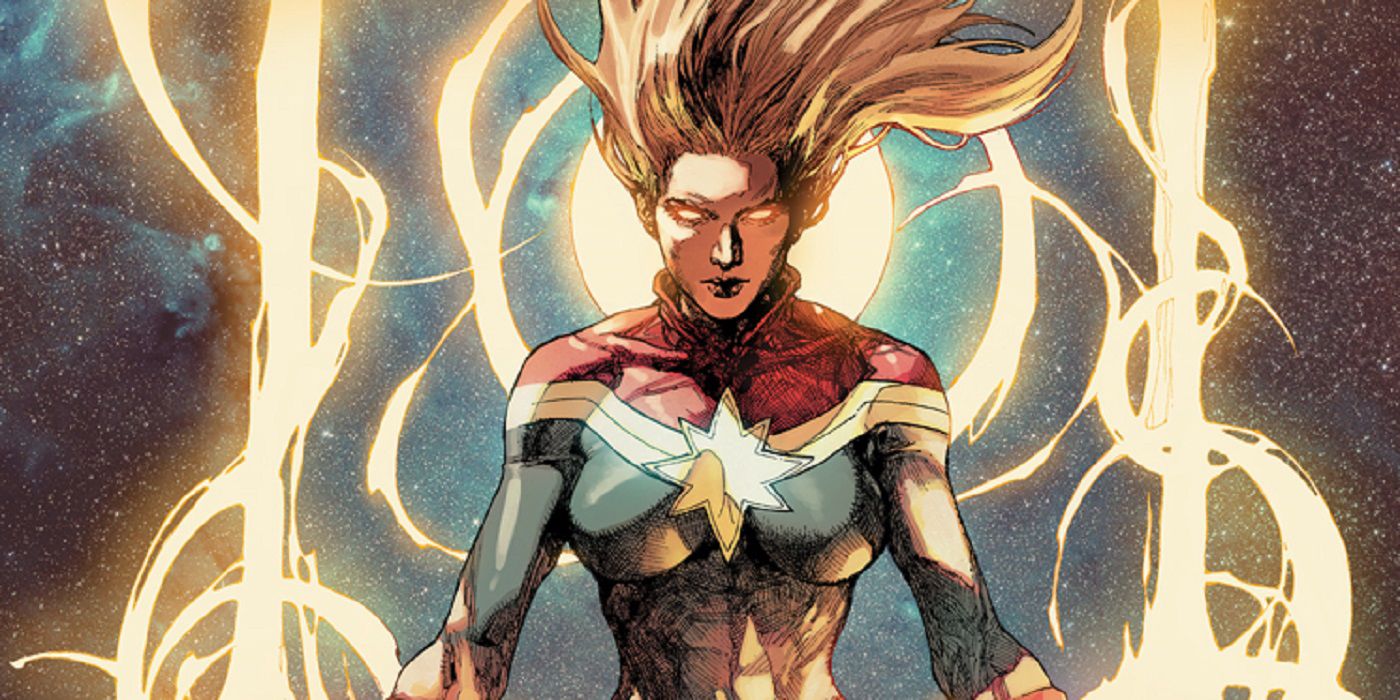 Carol Danvers as Captain Marvel in Marvel comics.