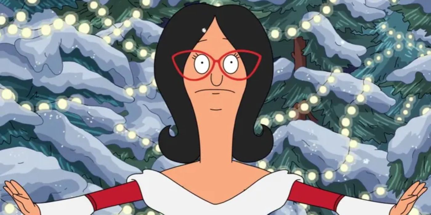 Close up of Linda in front of a Christmas Tree in Bob&rsquo;s Burgers