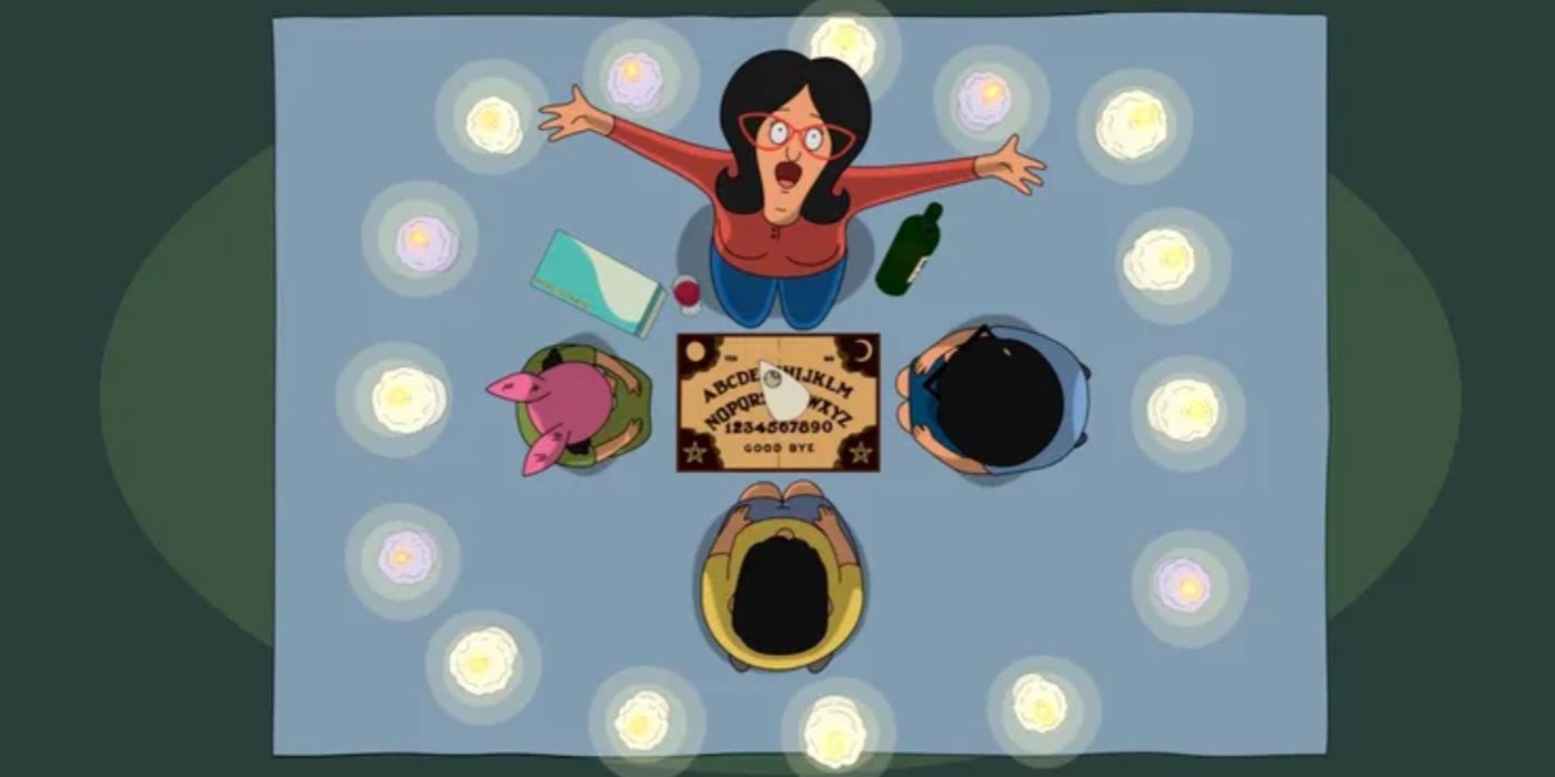 Linda with her arms open and looking to the sky in Bob&rsquo;s Burgers