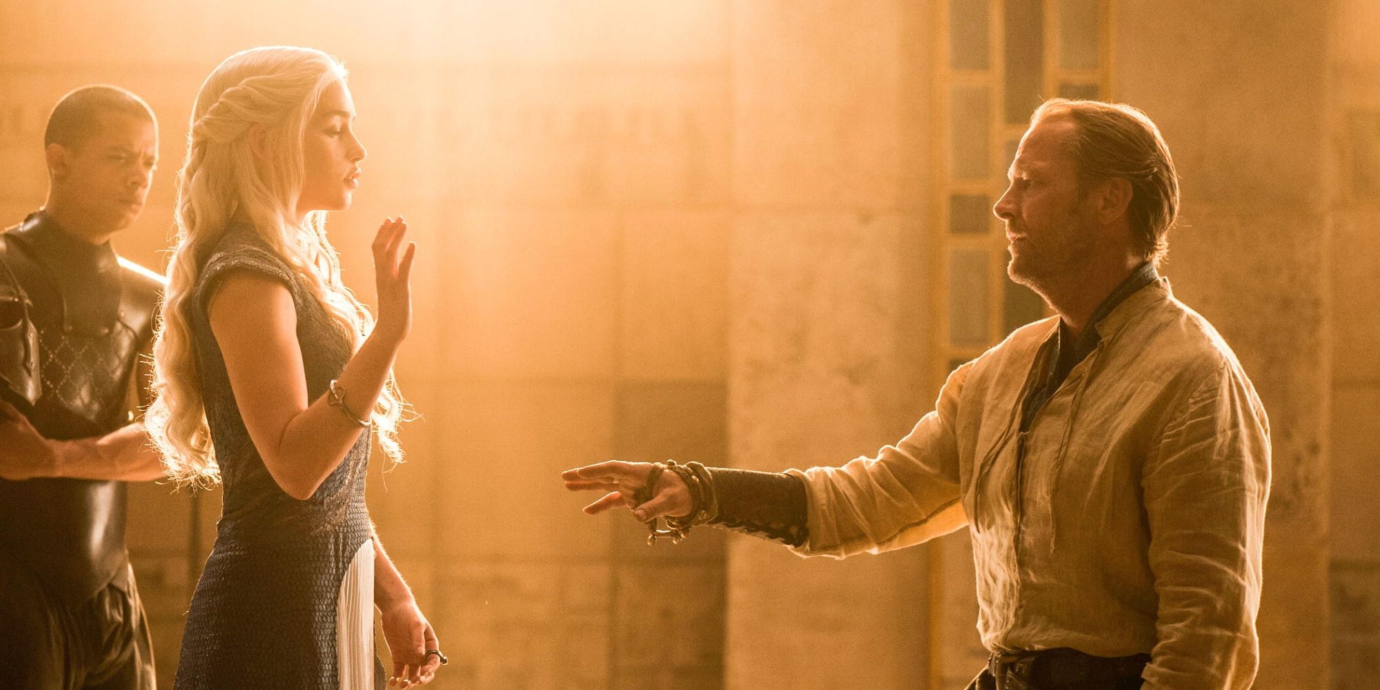 Daenerys Targaryen sends Ser Jorah Mormont away in Game of Thrones