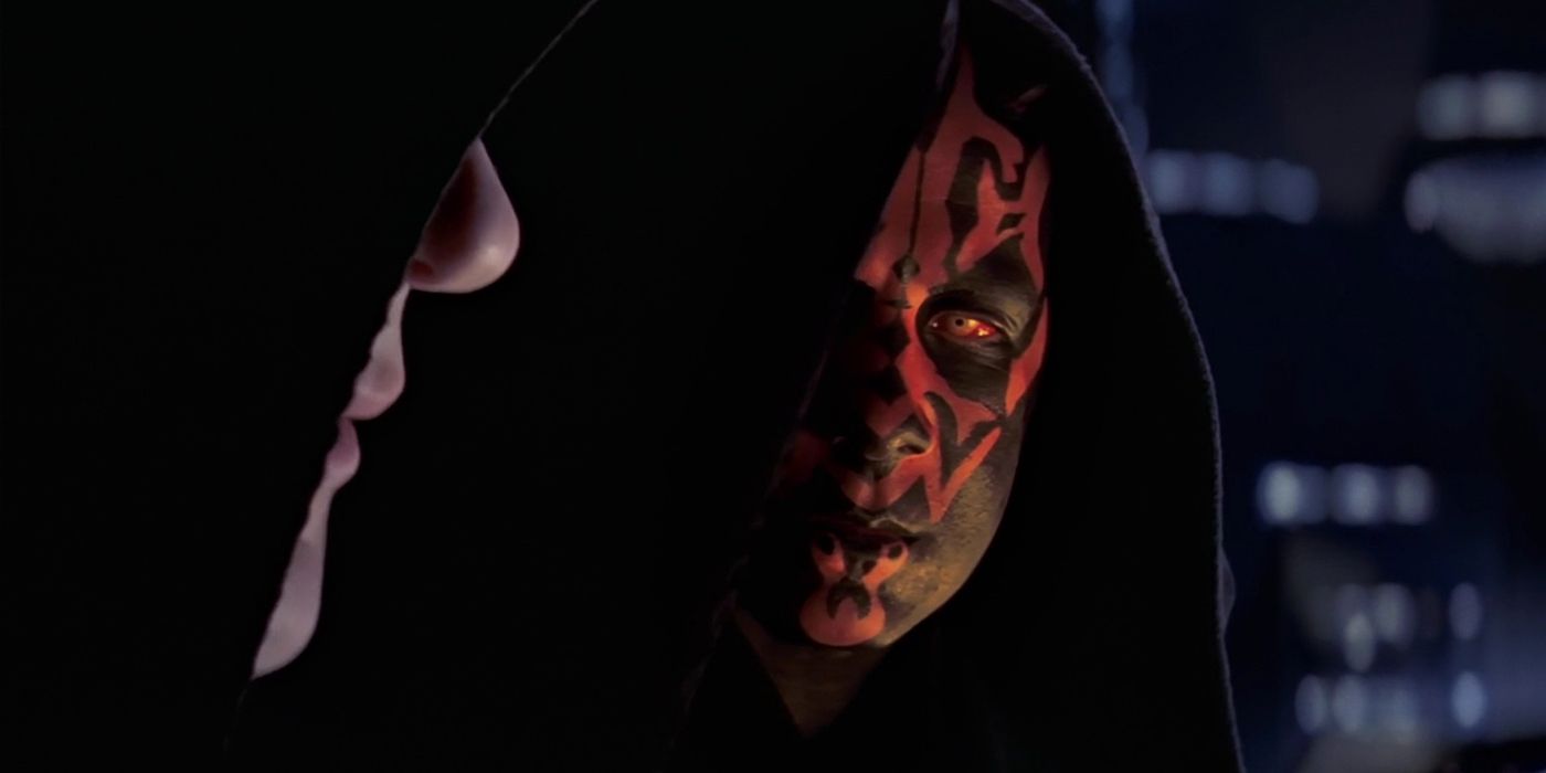 Darth Sidious and Darth Maul talking in secret in Star Wars The Phantom Menace
