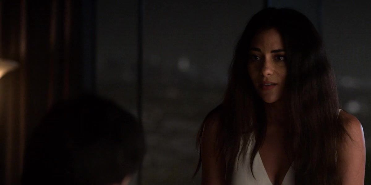 Eve in Lucifer Season 4 on a dark background, looking upset.