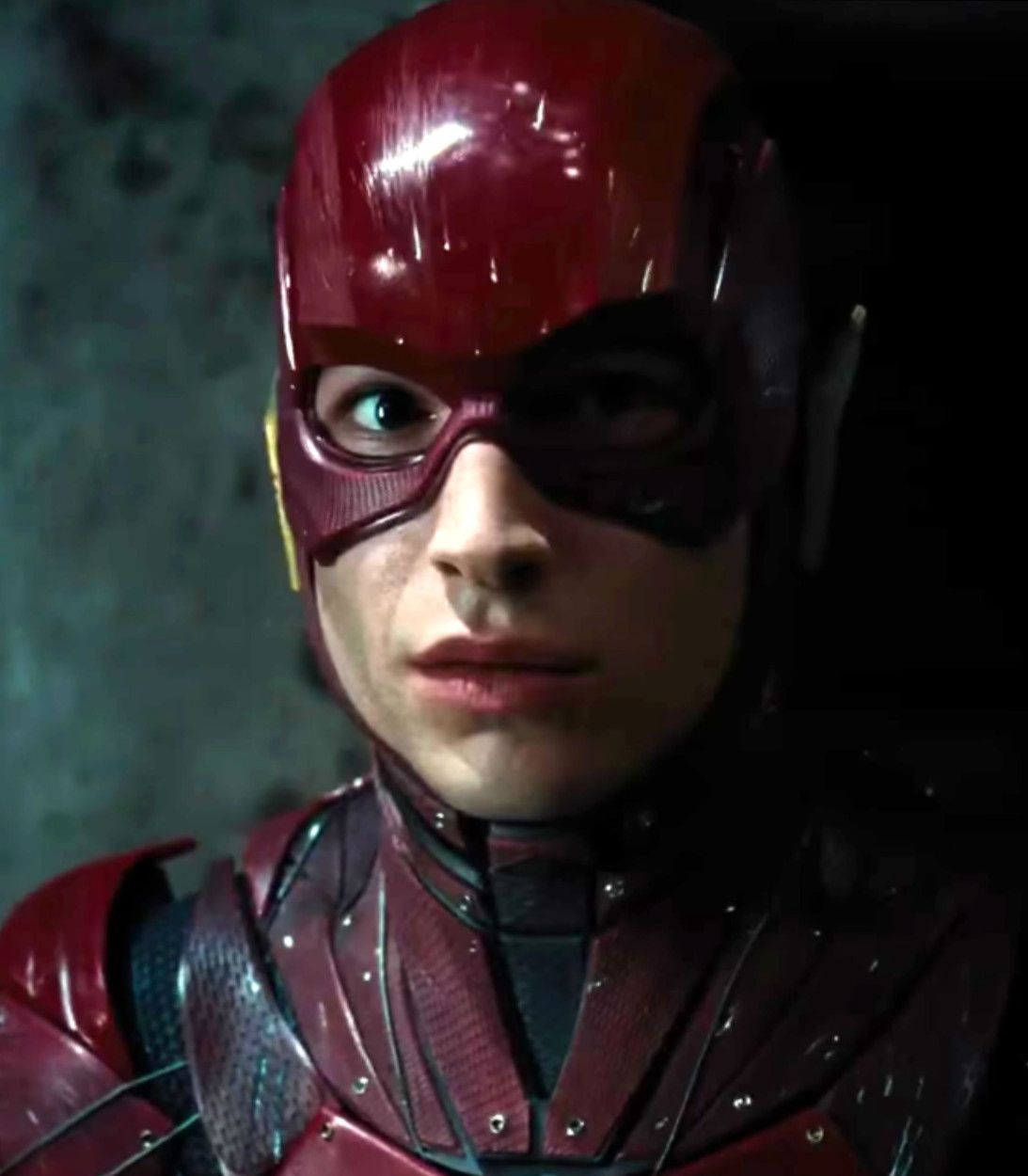 Ezra Miller as The Flash in The Justice League Vertical