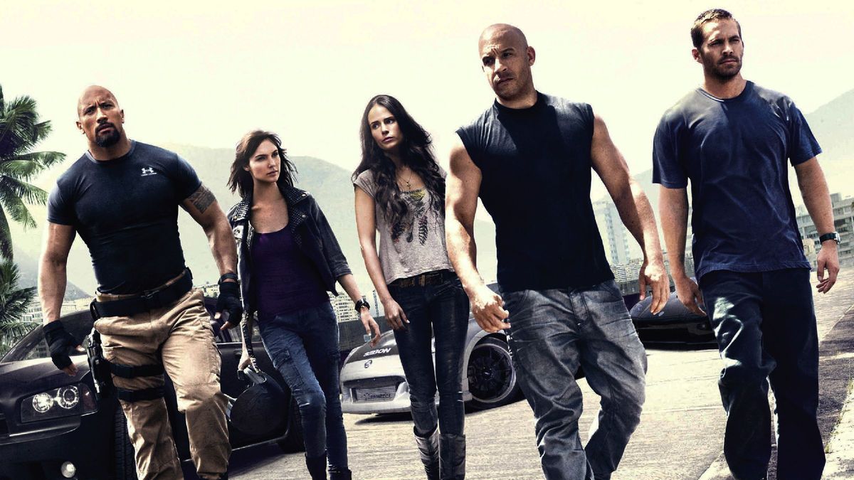 The cast of Fast Five on the film's poster.