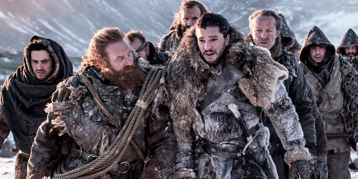 Game of Thrones Beyond the Wall Finale group of wildlings led by Jon Snow
