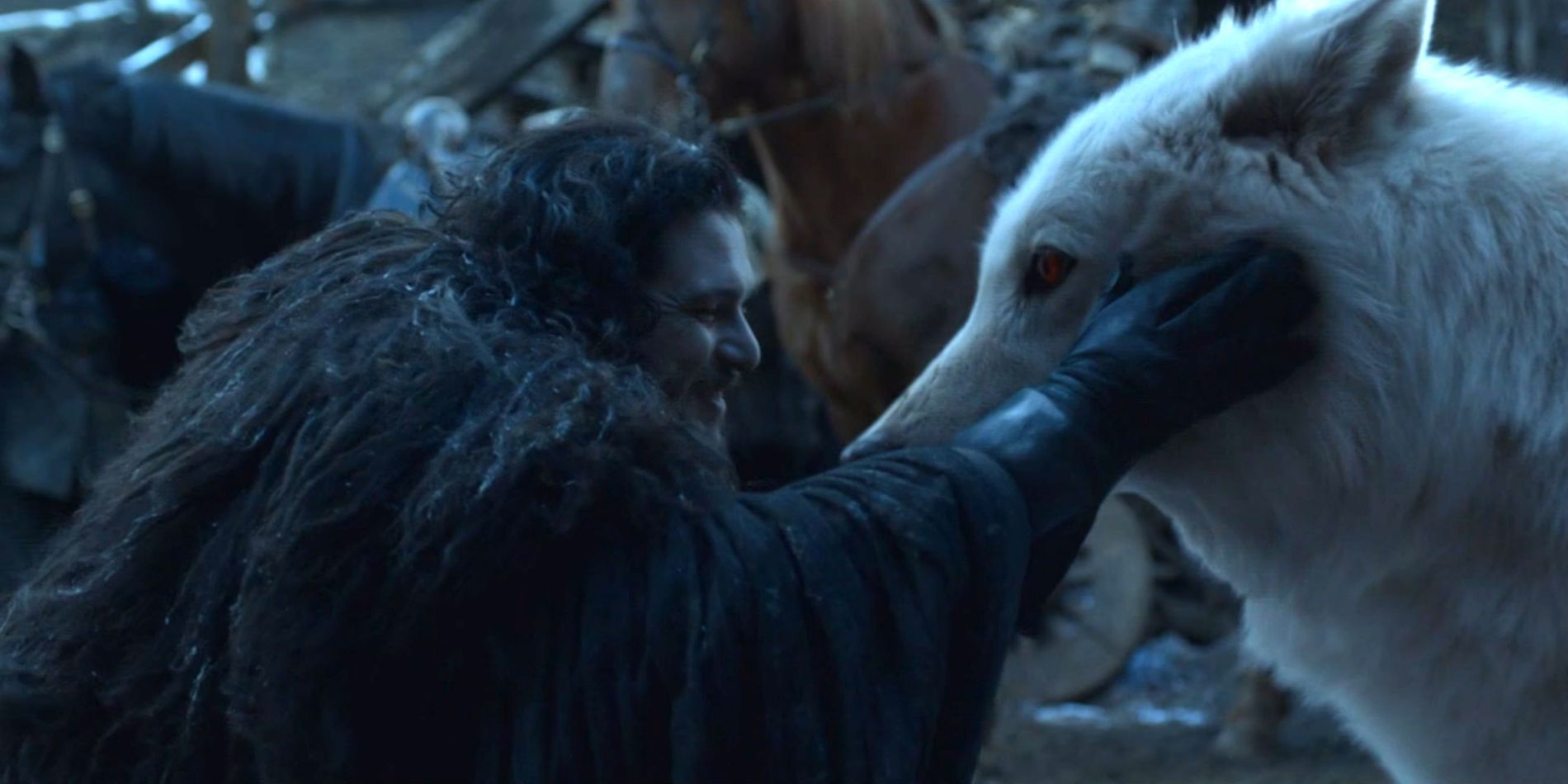 Game of Thrones Finale Jon Pets Ghost