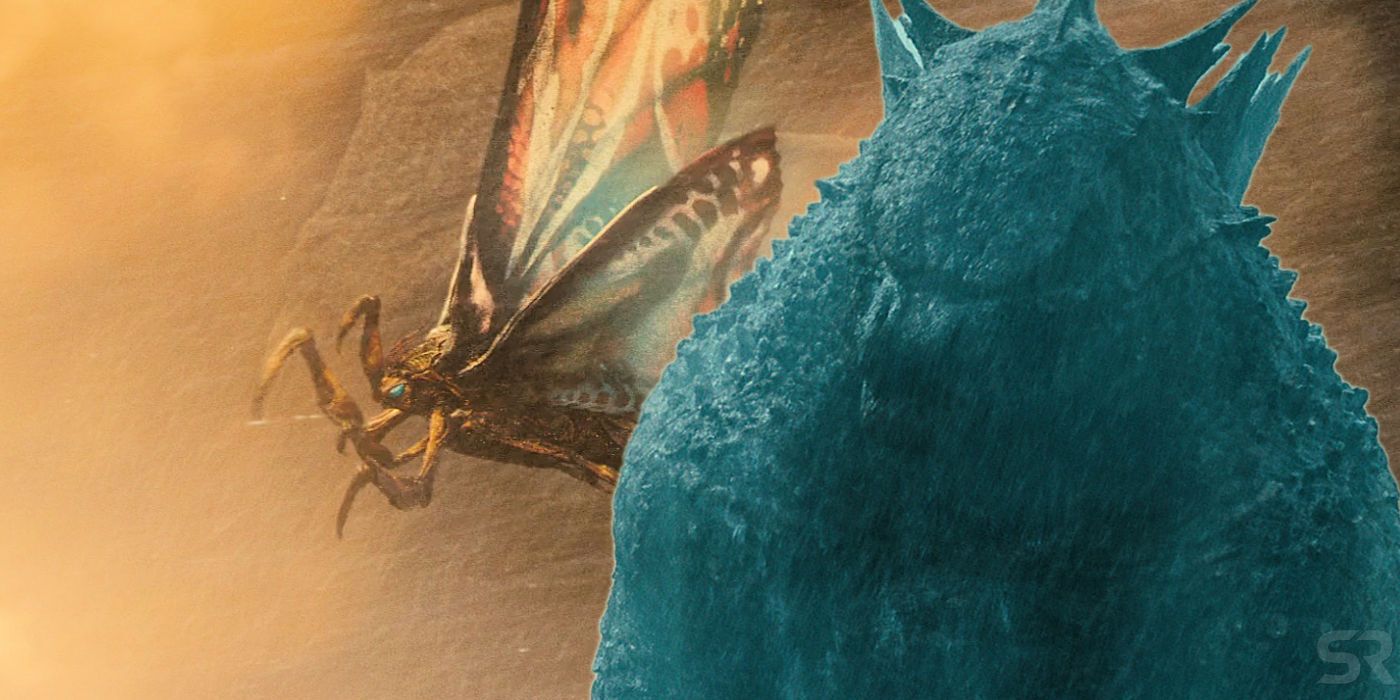 Blended image of Godzilla and Mothra in Godzilla: King of the Monsters