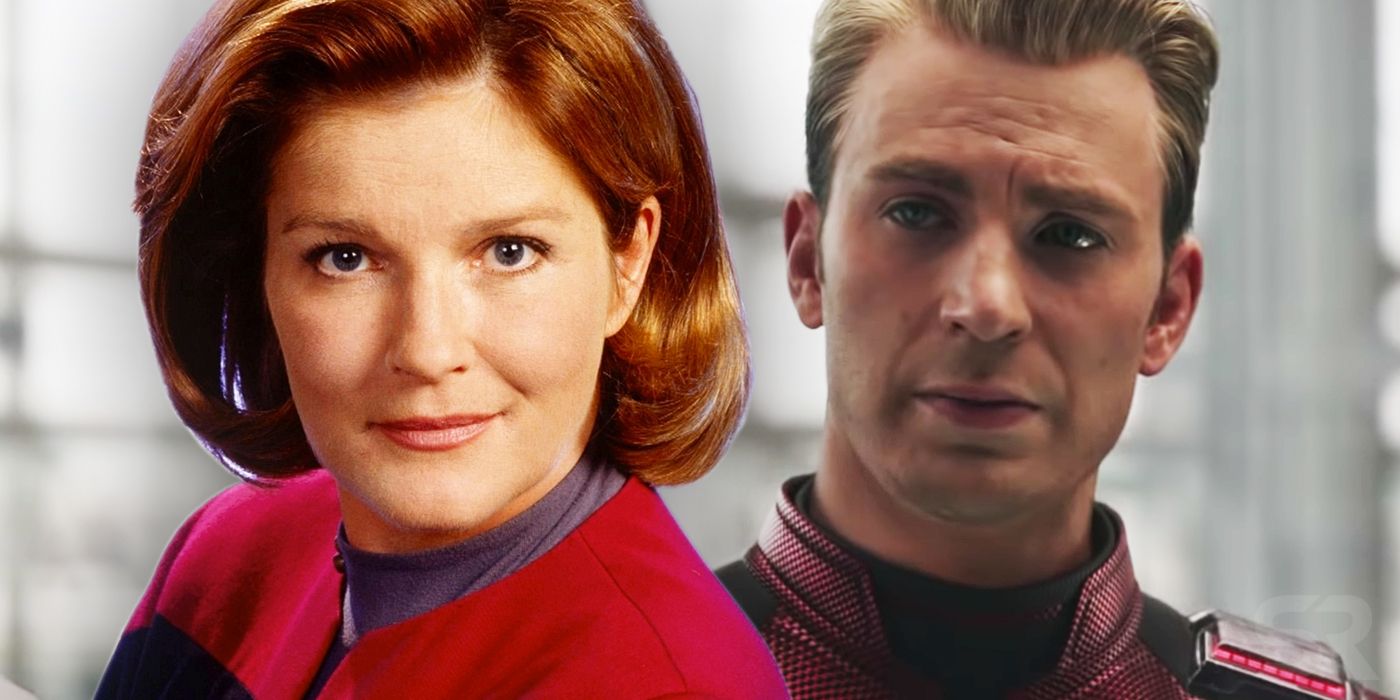 Janeway from Star Trek Discovery and Captain America in Avengers Endgame