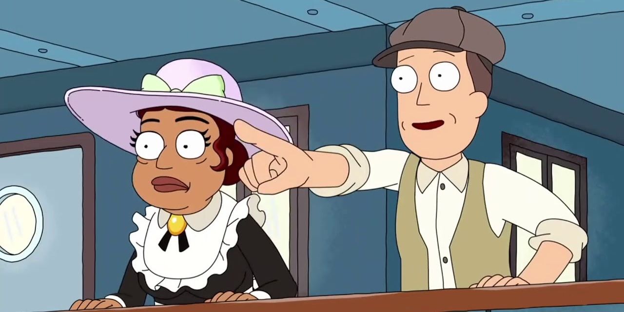 Jerry and Lucy on the Titanic in Rick and Morty