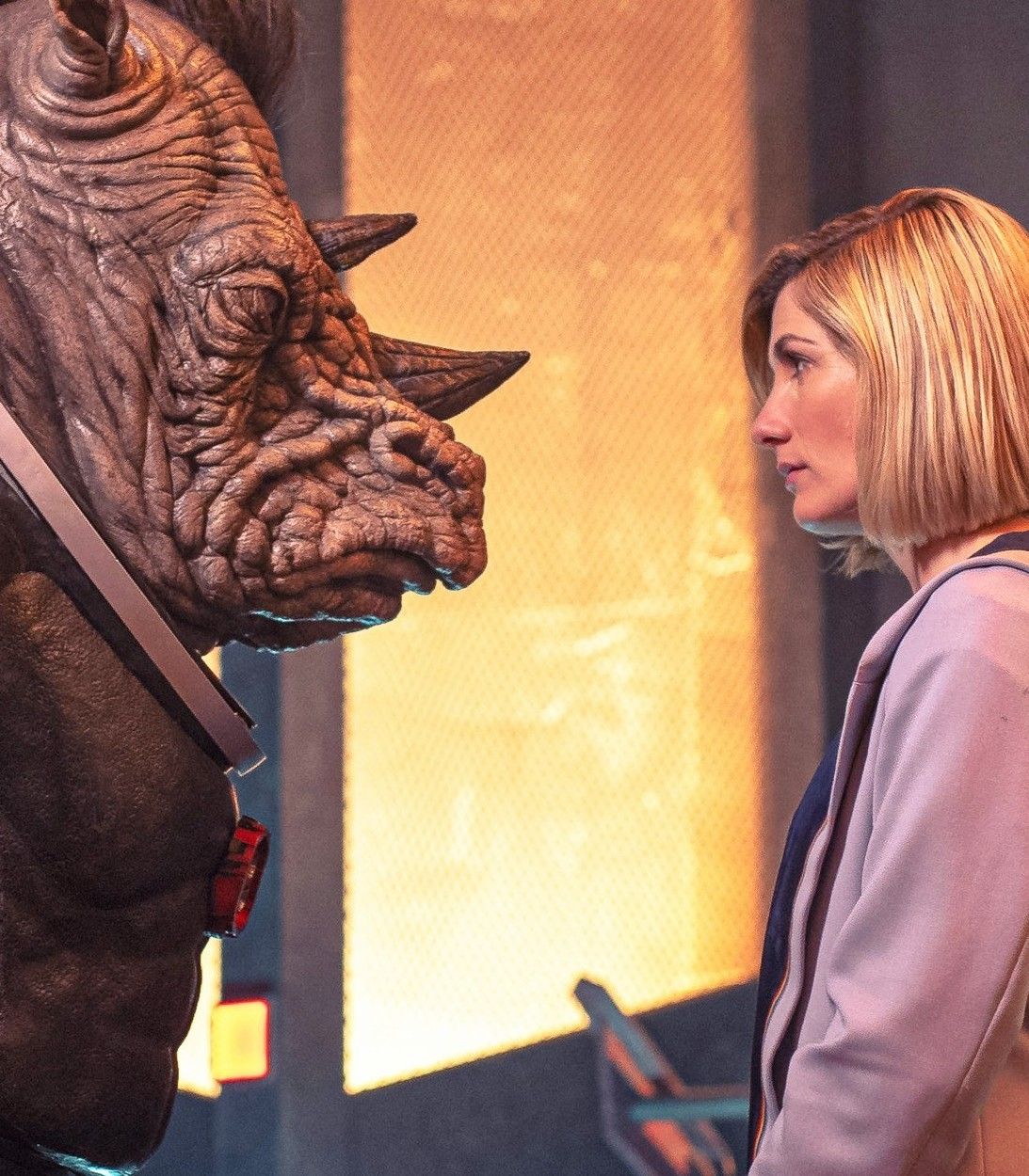 Jodie Whittaker as Thirteenth Doctor and Judoon in Doctor Who vertical