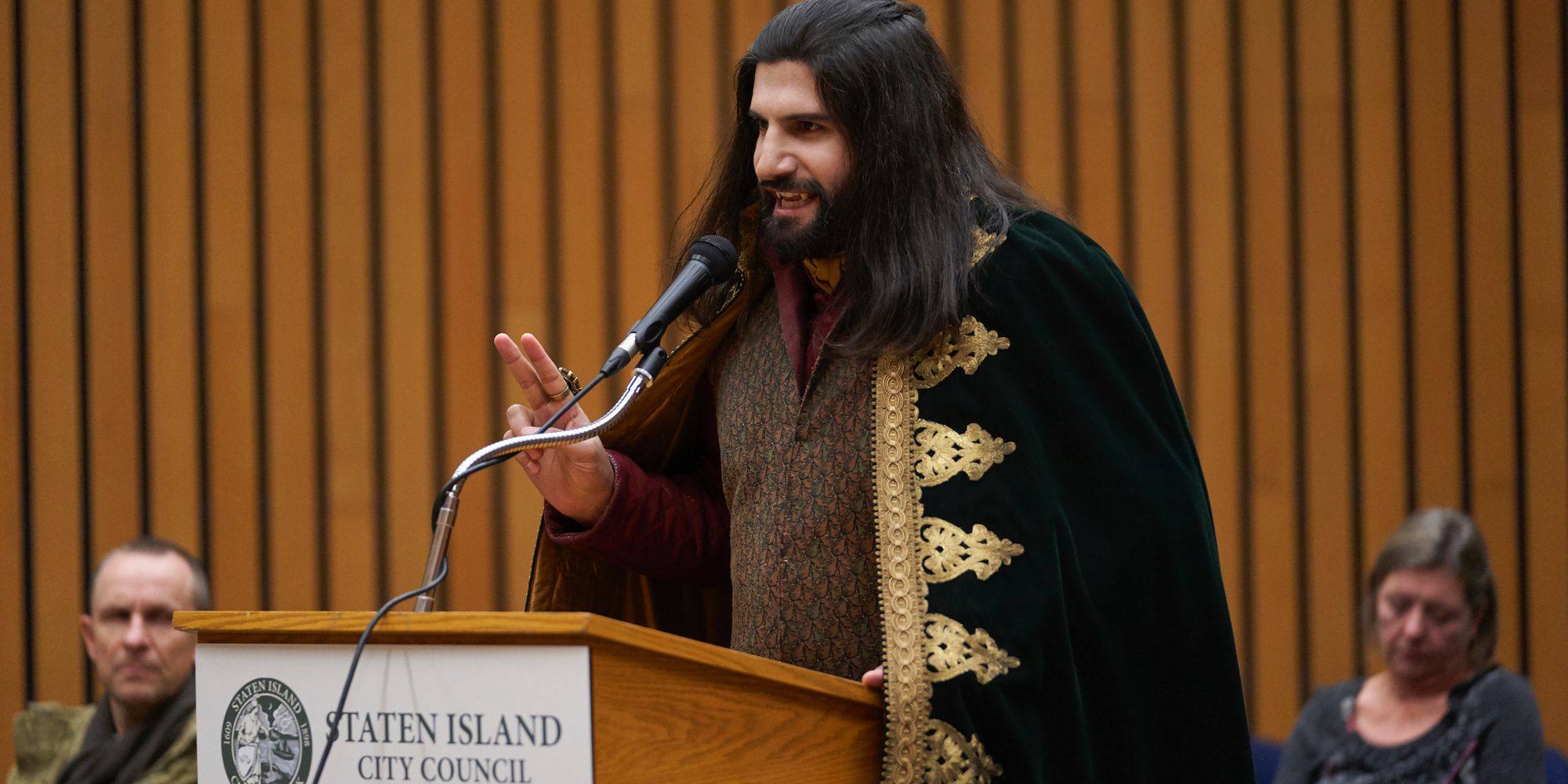 Nandor talking to council in What We Do in the Shadows Season 1 FX